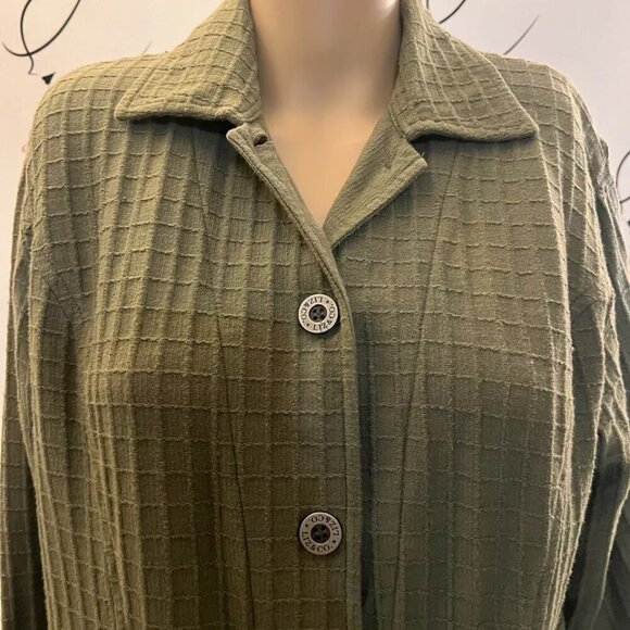 Liz Claiborne. Size Small Oversized. Green Long Sleeve Tunic. Cotton. B113 - Picture 5 of 6
